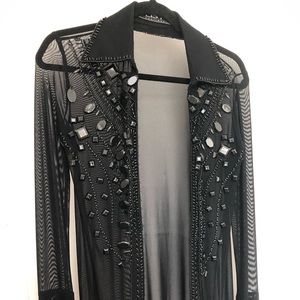 Long chiffon beaded jacket